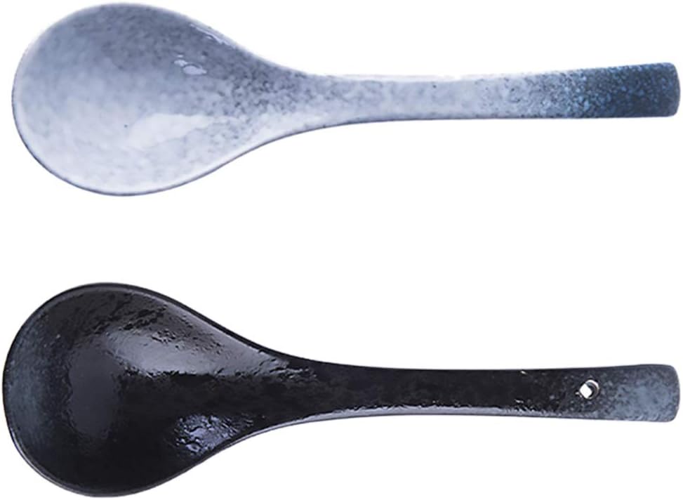 Hemoton Sugar 2 Pcs Ceramic Soup Spoons Rice Spoons Chinese Won Ton Food Service Spoons for Appetizer Dessert Ramen Pho Soup Porridge Yogurt Asian Soup Spoon Korean Ramen Korean Ramen Korean Ramen : Home & Kitchen