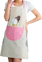 Avental Cozinha Impermeável Feminino Ajustável com Bolso Frontal à Prova de Água PVC Profissional 70x65cm