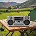 SENECESLI Radios Portable AM FM, Full Band Portable Radio, Vintage, 8 Hours of Battery Life, Clear Sound Quality with RGB Bluetooth Speaker for Garden Park Bathroom (Gold)
