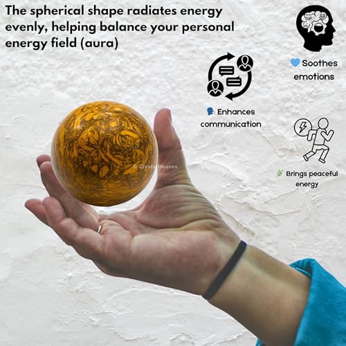 Image of Certified Mariyam Jasper Crystal Ball for Meditation - Premium Crystal Vastu Items for Home and Feng Shui Items for Good Luck - Ideal for Pooja Supplies and Spiritual Practices (2 inch Inch)