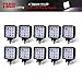 (Pack of 10) TMH 48w Square Shape 60 Degree LED Work Light Flood Lamp Driving Light, ATV, Off-Road, 4wd, 4x4, Utv, Van, SUV, Motorbike, Motorcycle, Bike, Bus, Trailer, Truck