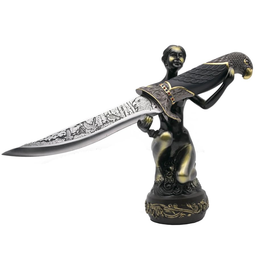 ECOMMUR Daga 10064 + Base Mujer de Resina | Daga histórica de coleccionista con Base de Resina. Colección de artículos Antiguos.