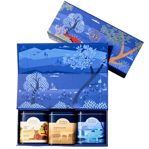 Image of Herbs & Kettles Tea Gift Set - Masala Chai, Calming Golden Latte & Lavish Blue Tea - Premium Loose Leaf Tea Collection in Elegant Gift Box