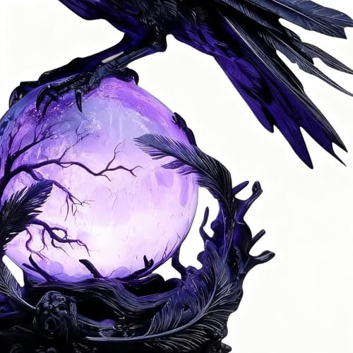 Lampe de chevet en forme de corbeau avec éclairage LED violet artistique - 5