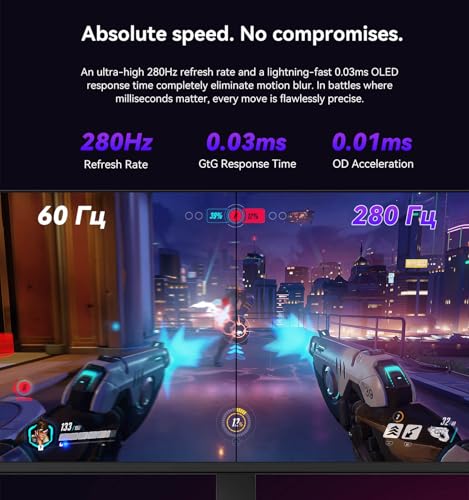 Image of 27 inch OLED Computer Monitor, 280Hz Gaming Monitor, 2K(2560 * 1440px) Adjustable Height & Tilt Monitor, OLED Panel, HDMI 2.1 * 2, DisplayPort 1.4 * 2