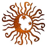 Riverside Designs Wacky Solar Moon Metal Wall Art Steel Outdoor Decor | Heavy-Duty and Waterproof | Made in USA (Copper, 24')