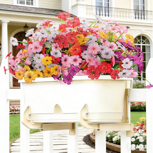 Image of 20 Bundles Artificial Flowers for Outdoor Spring Summer Decor - UV-Resistant Realistic Silk Daisy for Home Patio Garden Backyard Front Porch Decoration