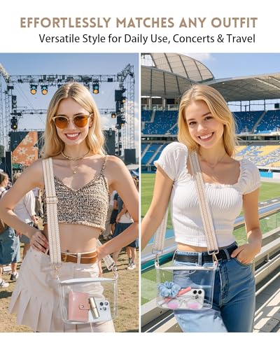 Image of FANGSUN Clear Purse for Women, Clear Crossbody Bag Stadium Approved, Small Transparent Handbag for Concert Event Festival