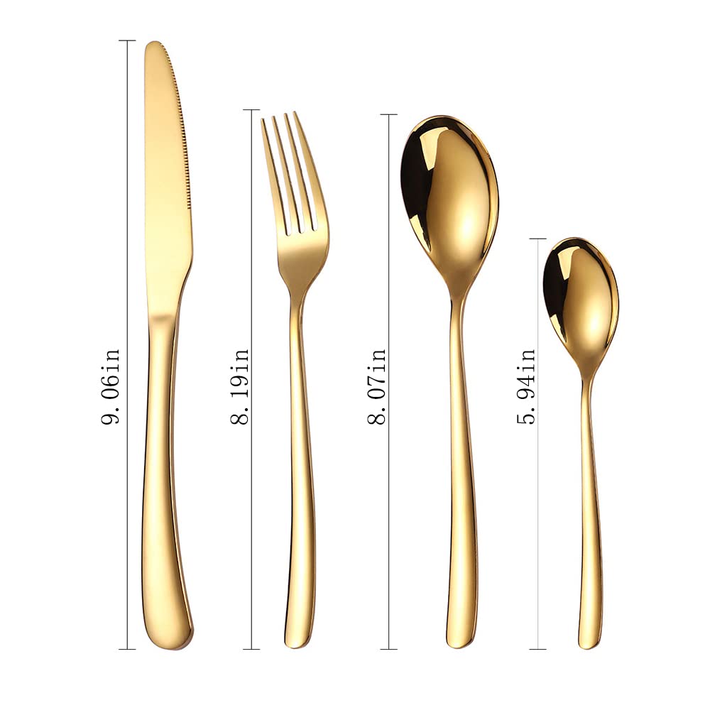 Edelstahlbesteck Besteckset, Elegantes Besteckset in Gold und Silber for Vier Utensilien aus poliertem Edelstahl, ideal for Hochzeiten, Weihnachten, Zuhause, Esszimmer, Restaurant