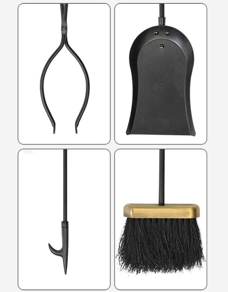 Attrezzo per caminetto Set di Attrezzi per caminetto da 5 Pezzi per Uso Domestico Resistente, Kit di Attrezzi per Camino per Stufa a braciere in Ferro battuto da 31 Pollici, Kit di Attrezzi per