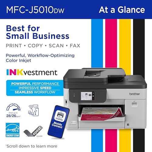Image of Brother INKvestment 5010 Wireless Color Inkjet All-in-One Printer with Automatic 2-Sided Copy & Scan with 2.7 inch Color Touchscreen (MCF-J5010DW)
