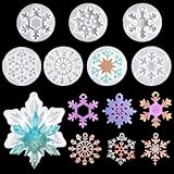 FineInno シリコンモールド クリスマス 雪花 耳飾り ペンダント 8枚セット ピアス レジン型 雪結晶 シェイカーモールド UVレジン エポキシ樹脂 穴あき ソフトモールド DIY手作り レジンモールド おしゃれ イヤリング穴あき オルゴナイト シリコン型 樹脂モールド 使用簡単 再利用可能 プレゼント 女の子 飾り物 (雪花 8枚セット)