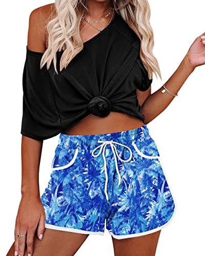 Image of For G and PL Women Summer Floral Beach Boardshorts with Pockets Swim Trunks