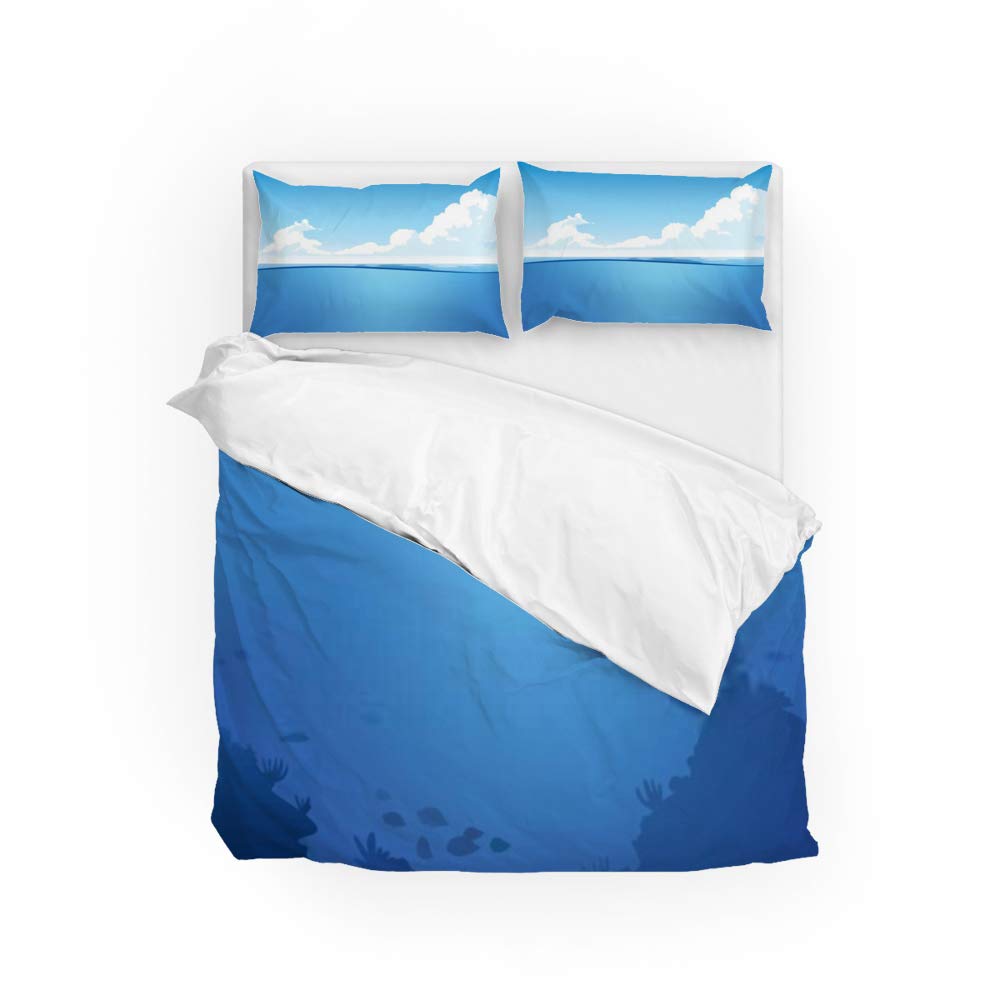 Parure de lit anime ocean avec housse de couette légère et taies d'oreiller en microfibre