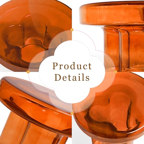 Image of Modern Glass Coffee Table, Minimalist Round Coffee Table, Small Low Coffee Table for Living Room(w14.96*H18.5in,Amber)