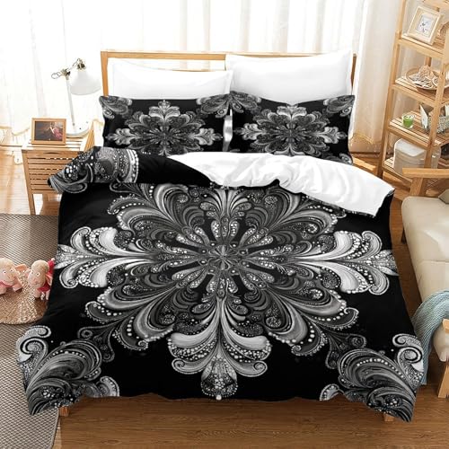 Housse de Couette 3D au Design Circulaire Chic pour Lit Super King en Microfibre Douce - 3