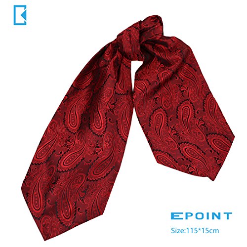 Epoint Paisley Cravat Tie Ascot For Party Red Self Cravat Tie Ascot Era1B03B Red,Black Jacquard Silk #TOP1