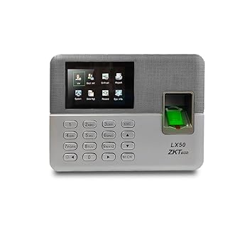 ZKTeco Biometric Fingerprint Time Attendance Device Size:18x13.5x4cms, Colour: Silver & Black with Free Software - LX50