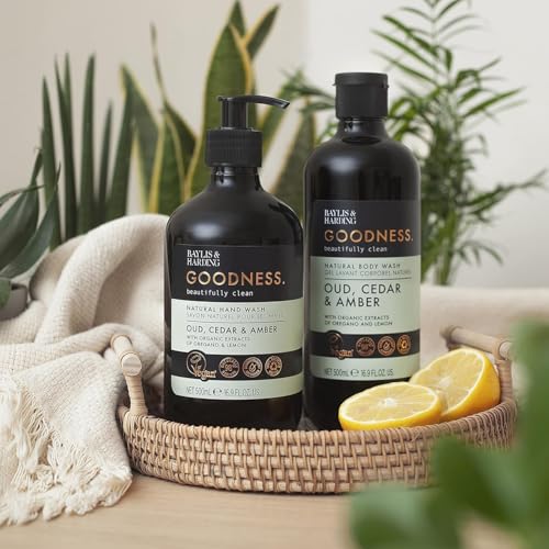 Image of Baylis & Harding Goodness Oud, Cedar and Amber Body Wash, 500 ml - Vegan Friendly (1 x 500ML)