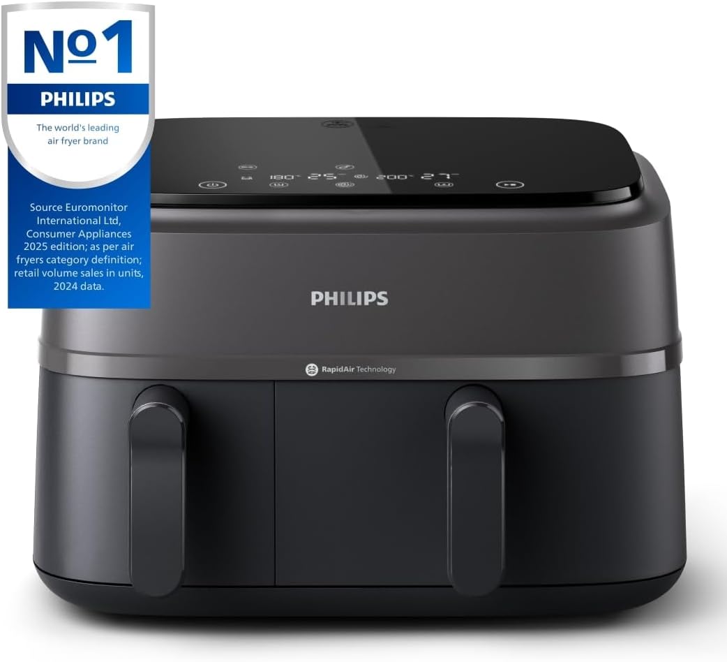 Philips Dual Basket Air Fryer 3000 Series NA351/00 front view