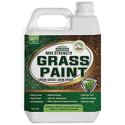 PetraTools Grass Paint Max Strength, Green Grass Lawn Spray For Dead & Dormant Lawn Paint, Green Lawn Spray, Grass Paint for Lawn, Lawn Spray Paint, Long-Lasting Concentrate Green Dye for Lawn (32oz)