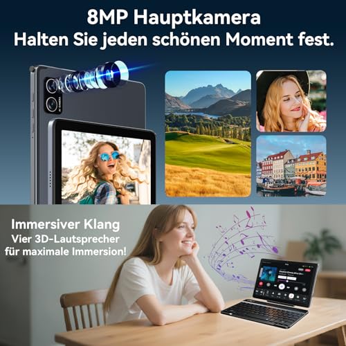TABWEE T20 Android 16 Tablet mit Tastatur und Stift - 24 GB RAM+256 GB ROM (4 TB TF), Octa-Core, Gemini AI, 10 Zoll, Widevine L1, 5000 mAh, 8 MP+ 5MP, Face ID, GPS (4J Garantie) 6