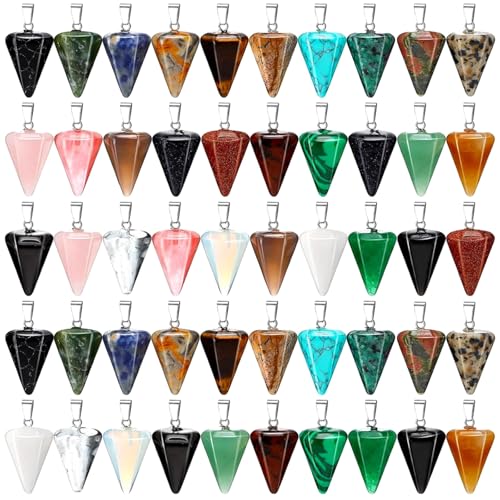 50 colgantes de piedra natural hexagonal facetada y ágata multicolor para collares 1
