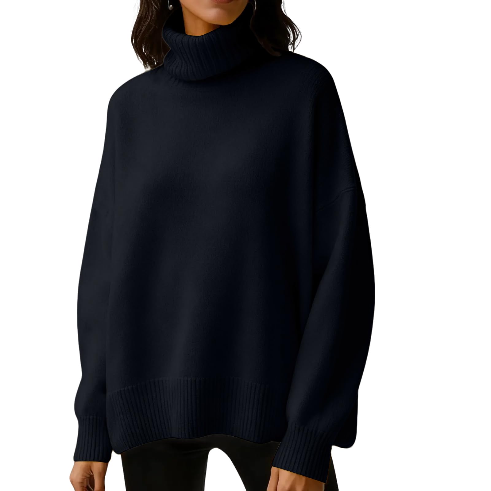 Mock Neck Sweaters for Women Casual Long Sleeve Knit Pullover Sweater Soft Oversized Tops Trendy Warm Winter Clothes