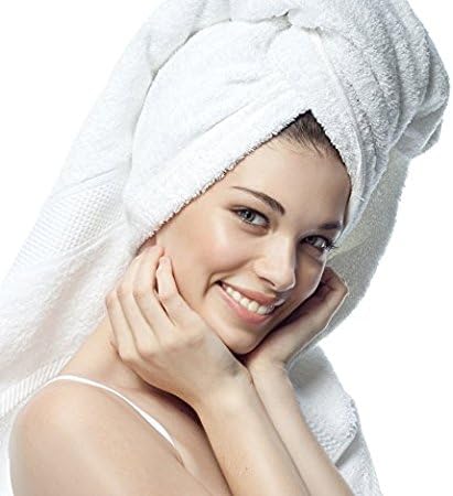 Elaine Karen Deluxe 24 Cotton Hair Towels, (20 x 40 inches) White