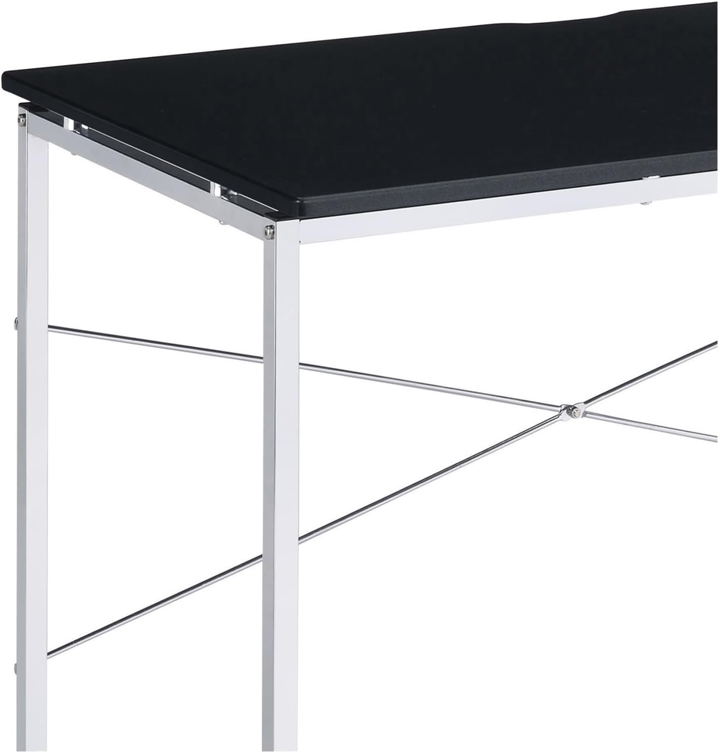 Black and Chrome Vanity Desk,Spacious and Dedicated Surface,x-Shape Crossbar