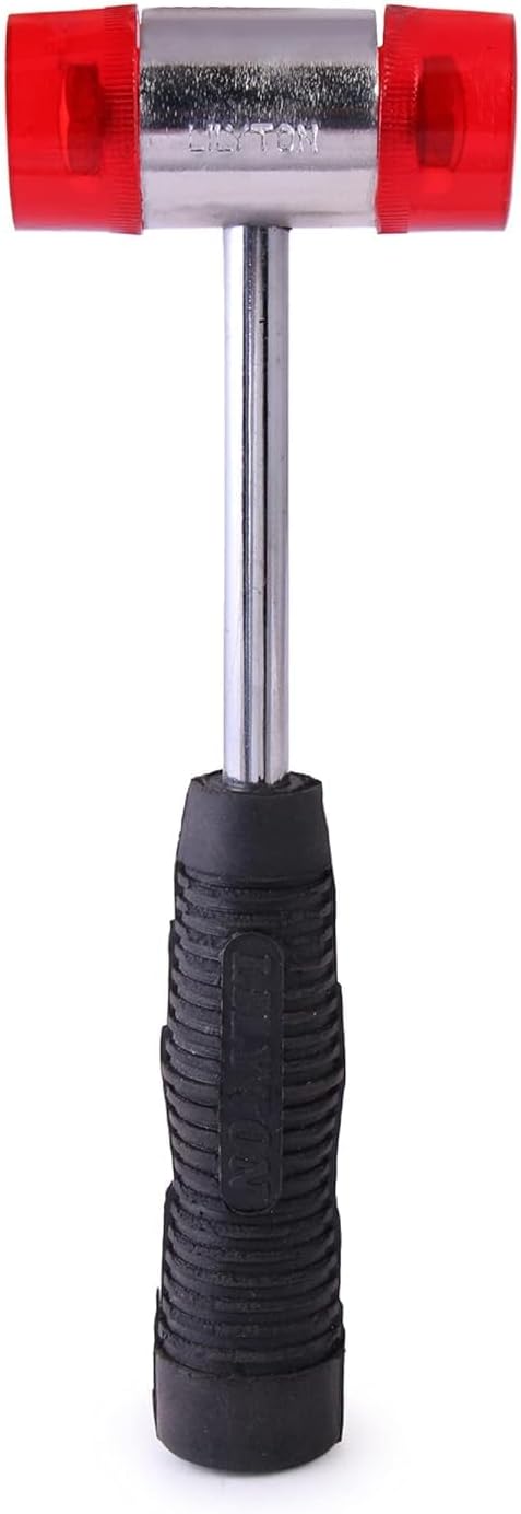 25 mm Head Nylon Hammer Steel Handle Rubber Grip with 2 Spare Nylon Mallet/Tip-39