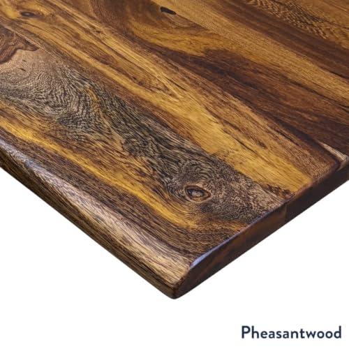 Image of Desky Dual Hardwood Sit Stand Desk - 80x30 Electric Standing Desk - Dual Motor, 3 Stage Adjustable Height Desk - Solid Wood Standing Desk - Whole-Piece Top in Saman Wood