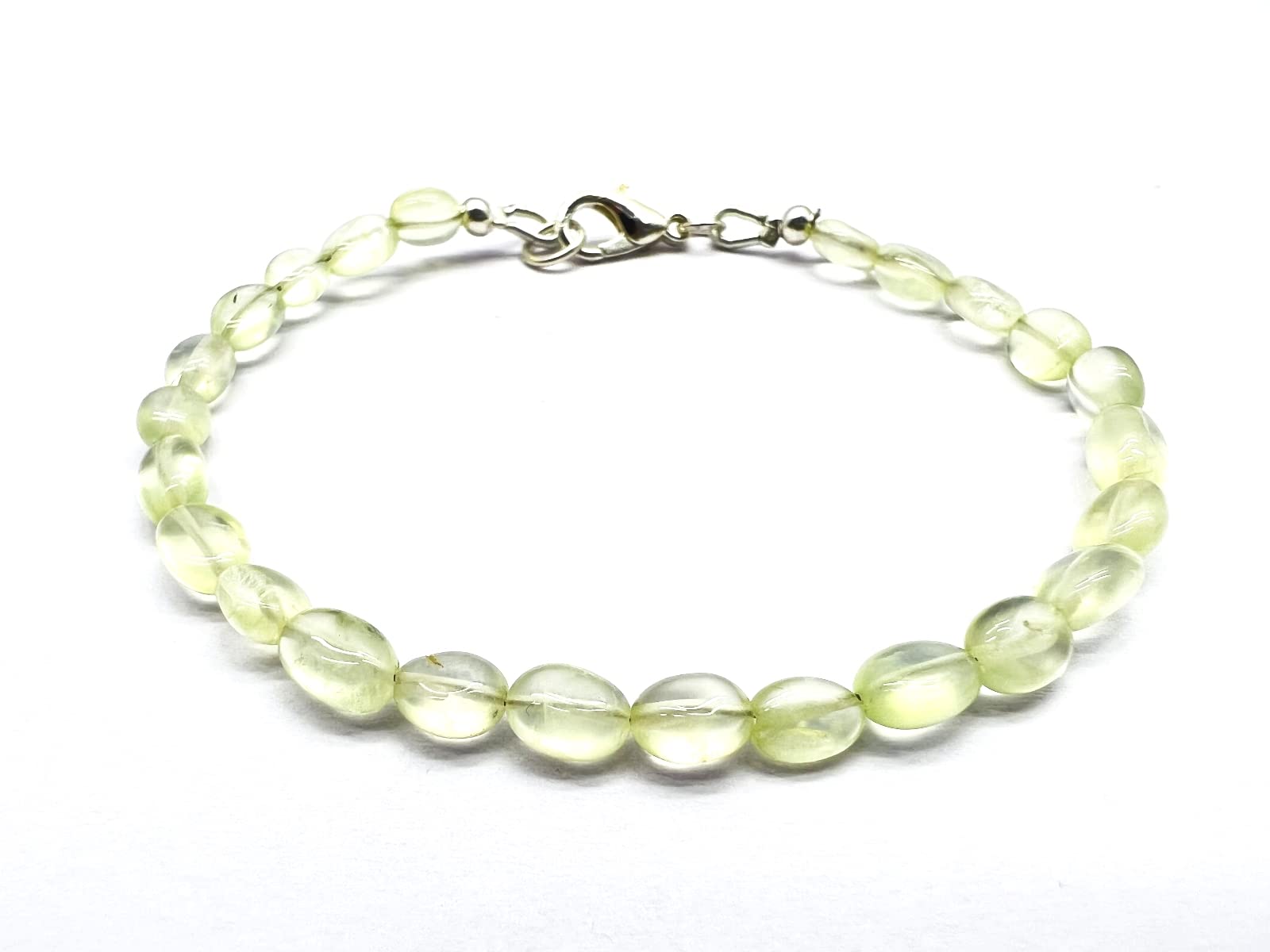 Unisex Natural Gemstone Prehnite 5-7mm Oval Smooth Beads Stacking 7 Inch bracelet for men,women-Healing, Meditation,Prosperity,Good Luck Bracelet Kabir_NBR_EX-14, 7 inch, Stone, prehnite