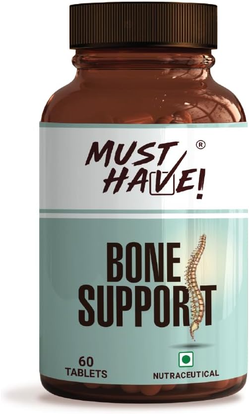 Must Have! Bone Support includes Bioavailable Calcium| Vit D3| Vit K2| Magnesium| Zinc| Selenium| Boron| Hadjod| Helps in Bone Density, Joint Mobility & Muscle Relaxation - Vegetarian Tablets 60