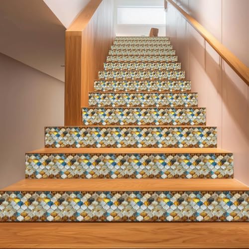Image of Moroccan Tile Stickers | Waterproof Self Adhesive Peel & Stick Tile Decals for Kitchen Backsplash, Bathroom Wall, Floor, Furniture & Glass (6x6 Inch, Design 45)