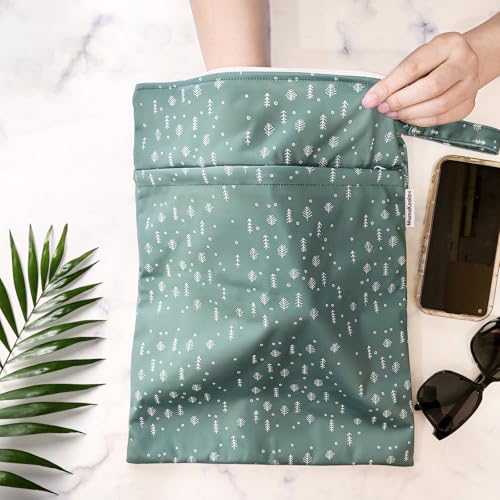 Image of Mama Koala 2 Pack Wet Dry Bags on the Go, Swimming Pool, Beach, in Gym, Fitness Center, Natatorium, Polyester Waterproof Diaper Bag with 2 Pockets, Portable, Reusable, Machine Washable-12in /16in-017