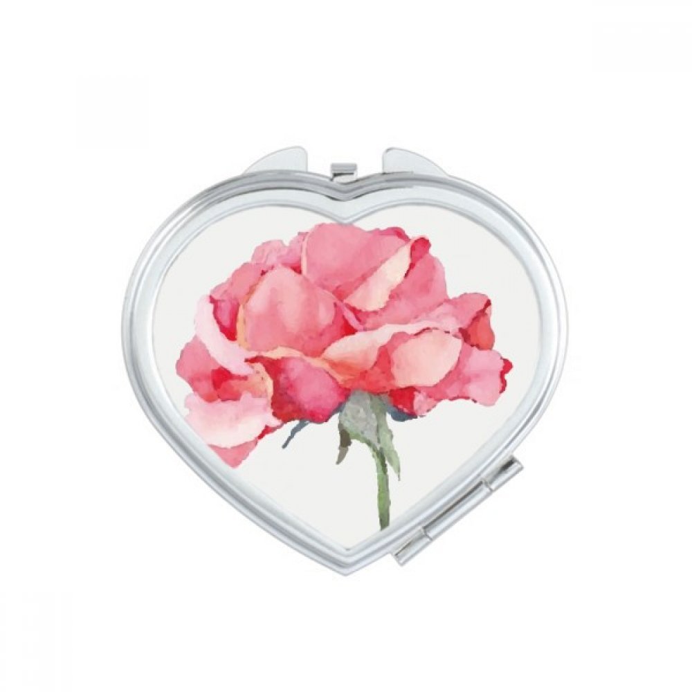 Miroir de poche de maquillage compact en forme de coeur aquarelle avec fleurs