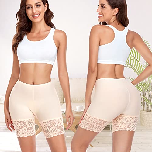 Image of Slip Shorts for Under Dresses Women Anti Chafing Underwear Seamless Boyshorts Panties Lace Under Shorts