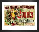 Matière: MDF 1art1 Vintage Affiche Reproduction et Cadre (MDF) - Aux Buttes Chaumont - Jouets Et Objets pour Etrennes (50 x 40cm)