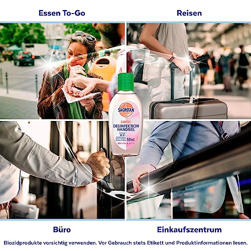 Sagrotan Hand-Desinfektionsgel Kamille & Lotus Desinfektionsmittel für die Hände in handlicher Reisegröße – 1 x 50 ml antibakterielles Gel