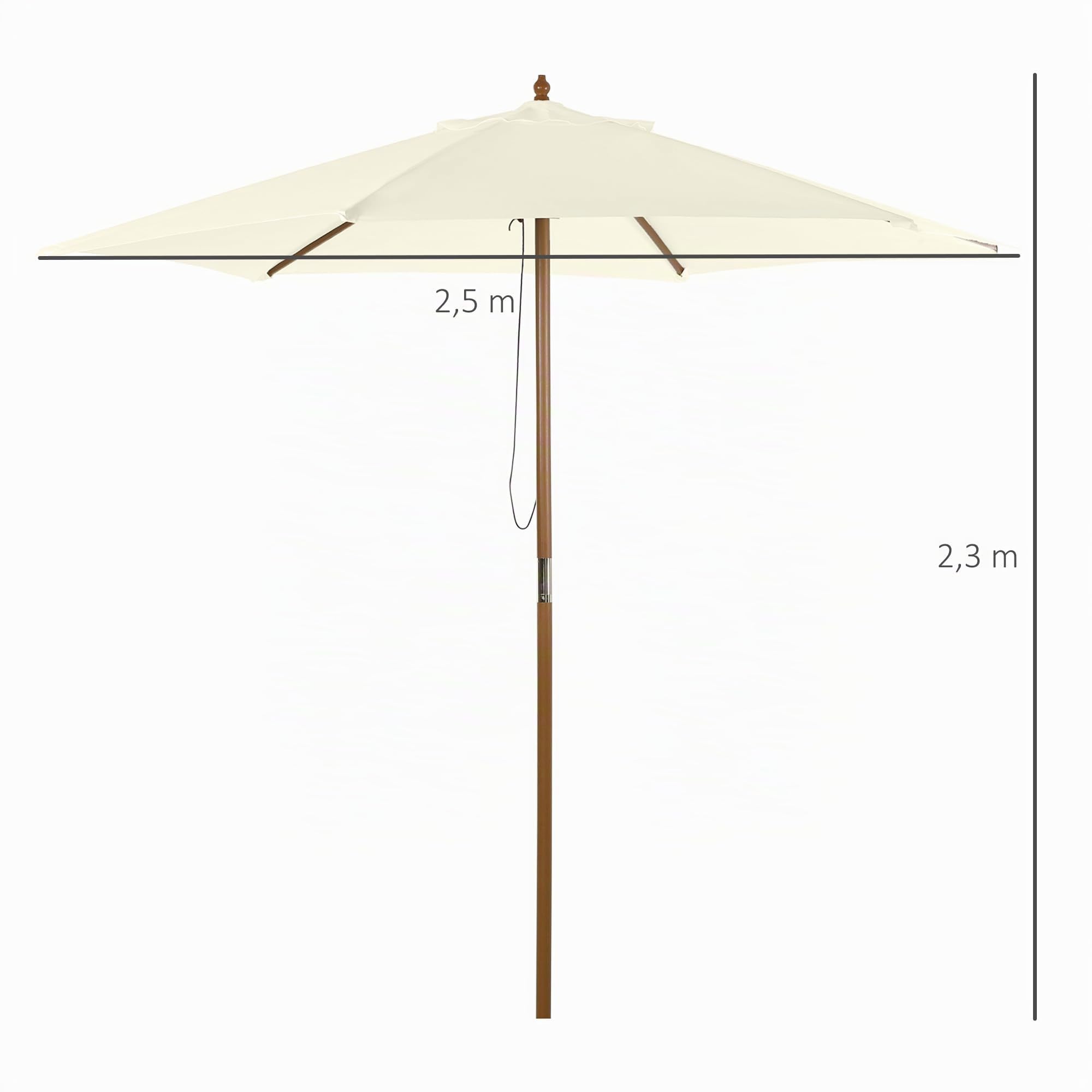 Outsunny Sonnenschirm Ø 250 cm mit Seilzugmechanismus windfest