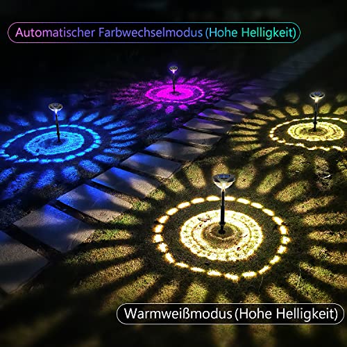 Becomlight Solarlampen für Außen Garten - 6 Stück RGB Farbwechsel & Warmweiße Solarleuchten Garten, IP67 Wasserdicht LED… – Bild 4