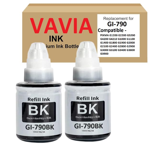 GI-790 Black Ink Bottle Compatible Printer for Canon G1010 G2000 G2002 G2010 G2012 G3000 G3010 G3012 G4010 (CNN 790 Ink Black -2)