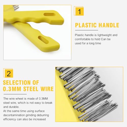Image of Wire Scratch Brush 8 Set, Heavy Duty Stainless Steel 11 Inch with Plastic Handle Descaling Welding Dust Bending Hand Tool, Teel Brush Rust Remover for Metal
