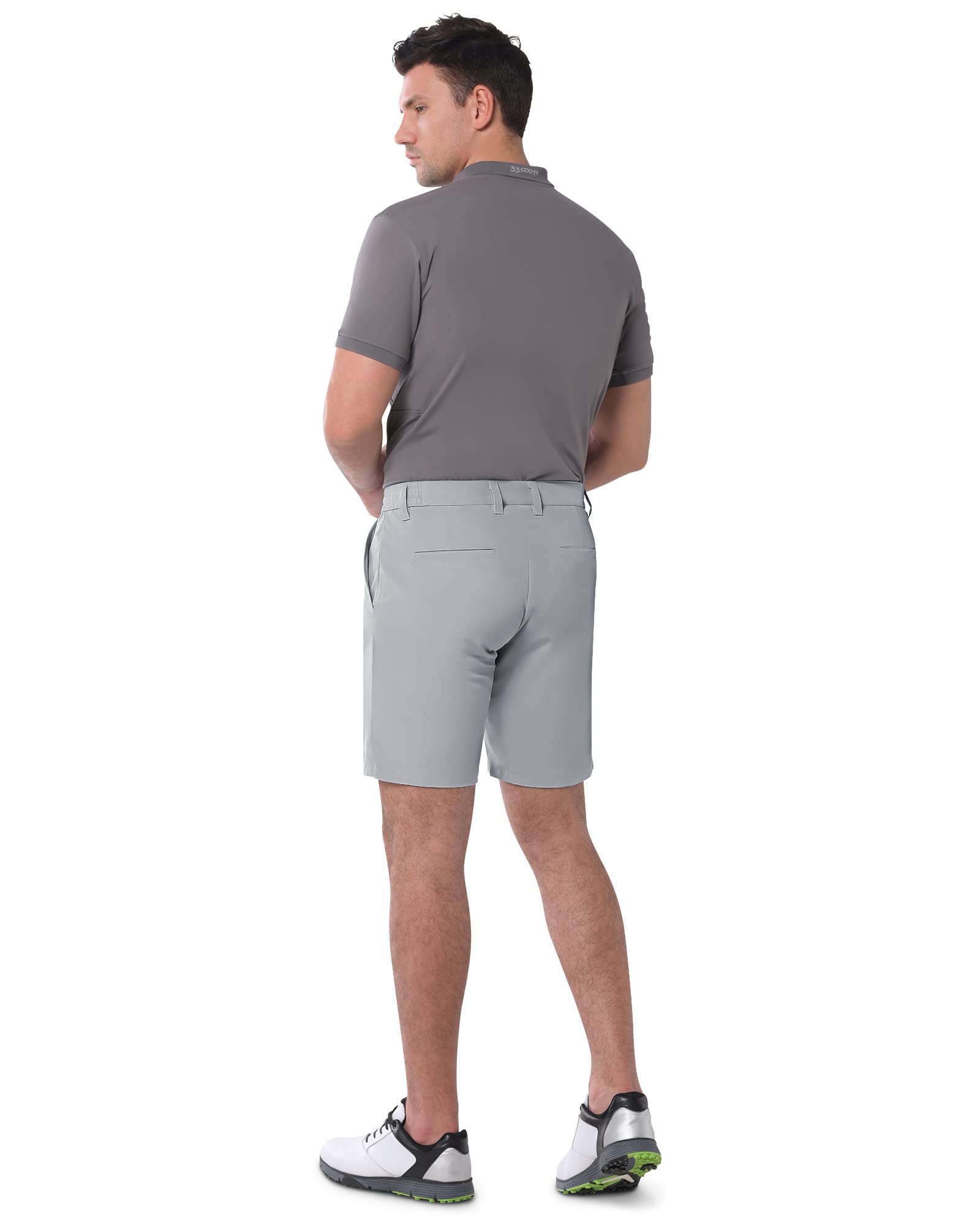 33,000ft Herren Golf Shorts Stretch Bermuda Shorts UPF 50+ Leichte Kurze Golfhose Chino Shorts Summer Shorts mit 3 Tee-Halter & 4 Taschen 23 cm für Golfen