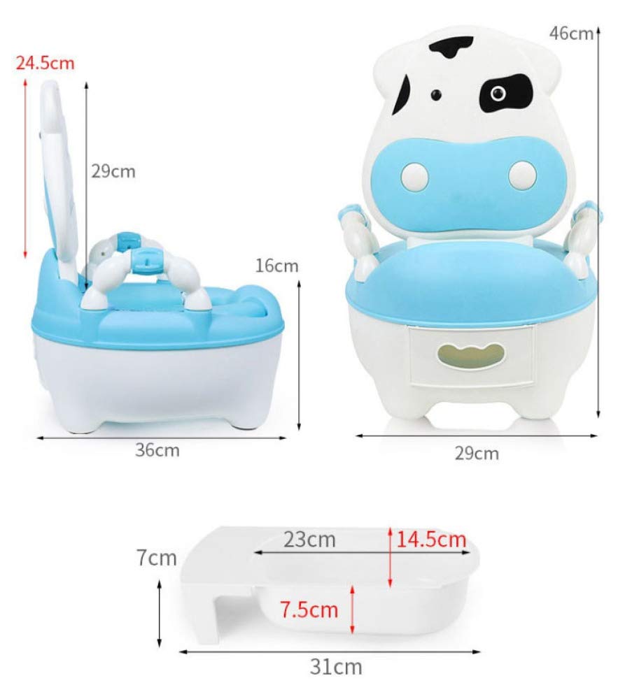 Toilettentrainer Kinder, Töpfchen Stuhl Sitz Für Jungen Und Mädchen Tier Töpfchen Kuh Blau,A