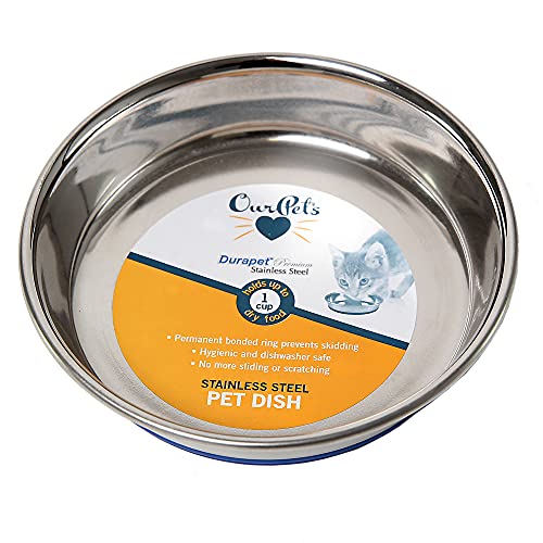Ourpet'S 1040004301 Our Pets Durapet Stainless Steel Non-Slip (Cat Food Bowl Or Water Bowl) (Holds Up To 1 Cup Of Dry Food Or Wet Food) Easy To Clean thumb #1