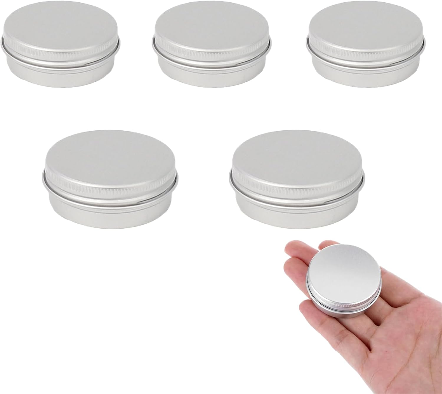 5 stuks crèmecontainers, aluminium, 15 ml crèmepotje, zalfpotje, 30 ml, metalen blikje, klein, draagbaar, klein metalen blikje, lippenbalsem, voor cosmetica, monsters, lippenbalsem,