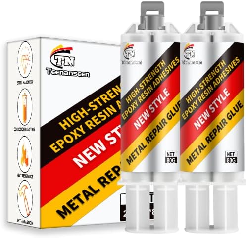 Metal Repair Glue, 2 Pack Professional Grade Metal to Metal Glue Heavy Duty for Metal, Plastics and Ceramics, High-Temperature Heat Resistant Epoxy Glue for Welding Steel, Aluminum, and DIY Craft