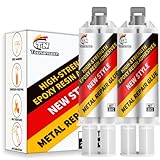 Metal Repair Glue, 2 Pack Professional Grade Metal to Metal Glue Heavy Duty for Metal, Plastics and Ceramics, High-Temperature Heat Resistant Epoxy Glue for Welding Steel, Aluminum, and DIY Craft